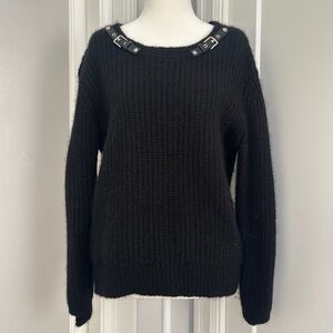 The Kooples 2014 Black Sweater with Buckle Accents